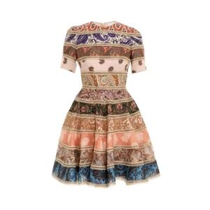Zimmermann‎ Devi Linen Mini Dress Fits US 4-6 Paisley Print Fit Flare Designer